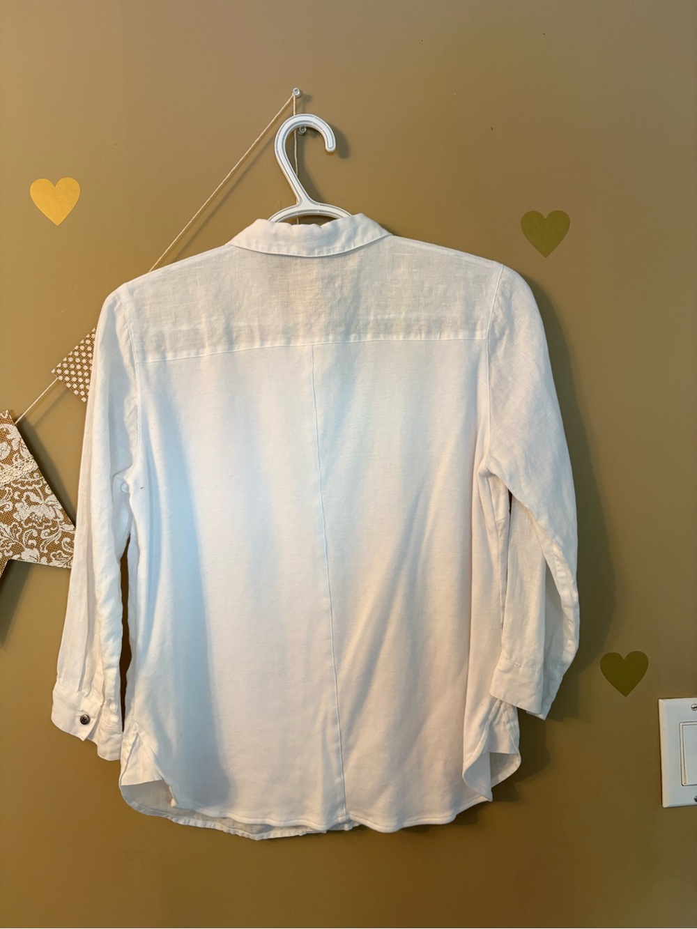 Contemporaire Simons White 100% Linen 3/4 Sleeve Button Down Shirt - Picture 14 of 14